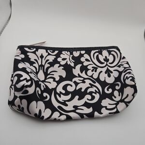 🖤🤍 Modella Black & White Damask Zip Pouch | Cosmetic Makeup Bag